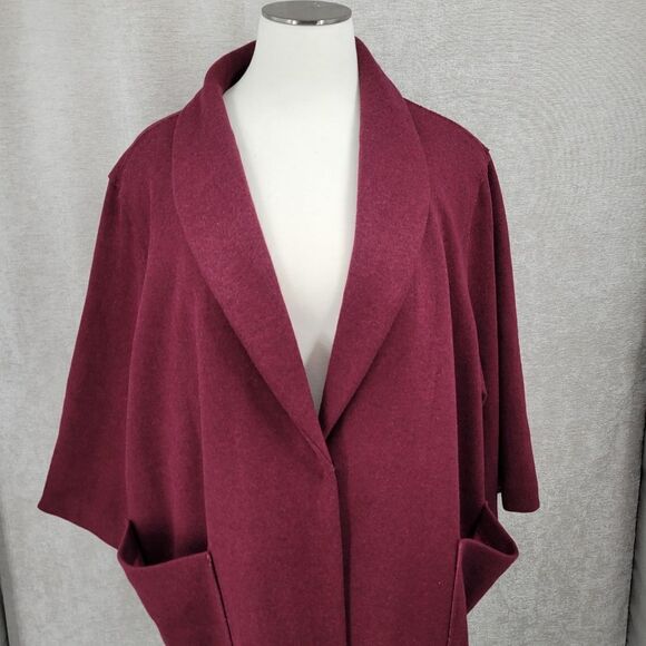 Woman Within Wool Blend Shawl Collar Coat Maroon Dressy Women's Plus Size 4X - Picture 4 of 13